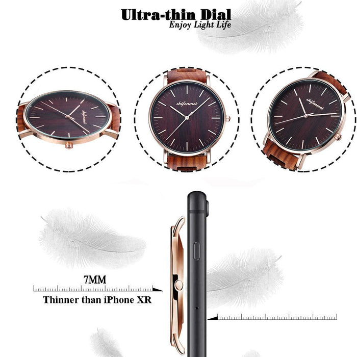 2022 New Men's Wooden Watch Ultra Thin Classic Sandalwood Watch Alloy Watch