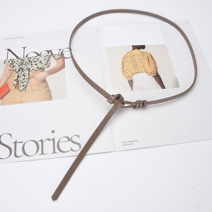 New Style Perforated Knotted Thin Belt, Versatile Small Suit Dress Accessories