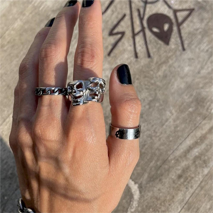 Gothic Punk Heart Grog Skull Rings