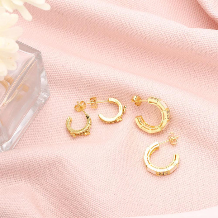 Temperament Zircon Shell C-shaped Earrings Earrings