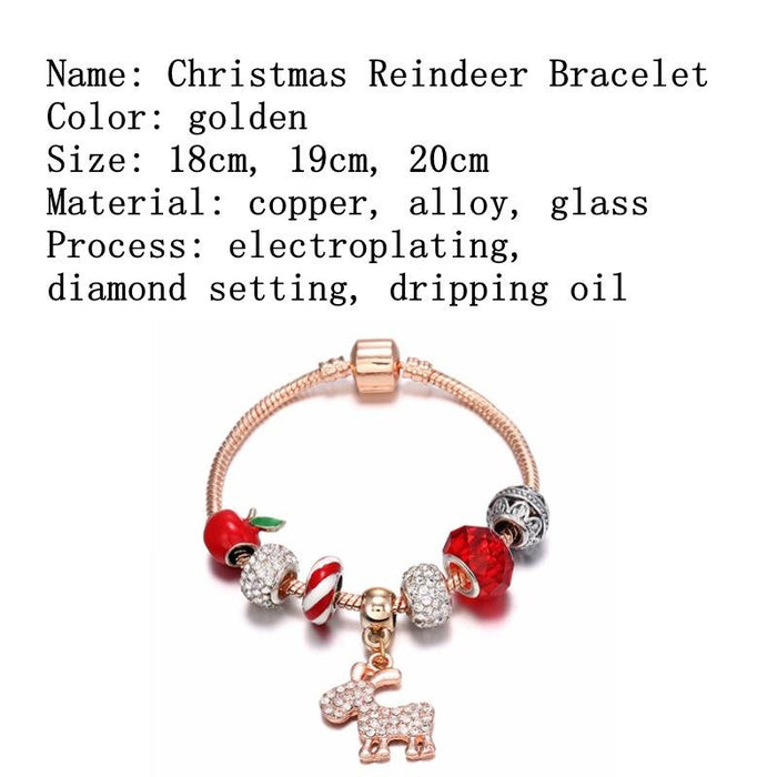 Animal Bracelet Christmas Reindeer Pendant Ping An Fruit Beaded