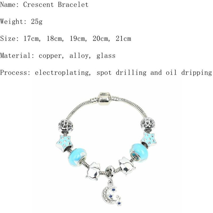 Blue Starry Glass Beaded Bracelet