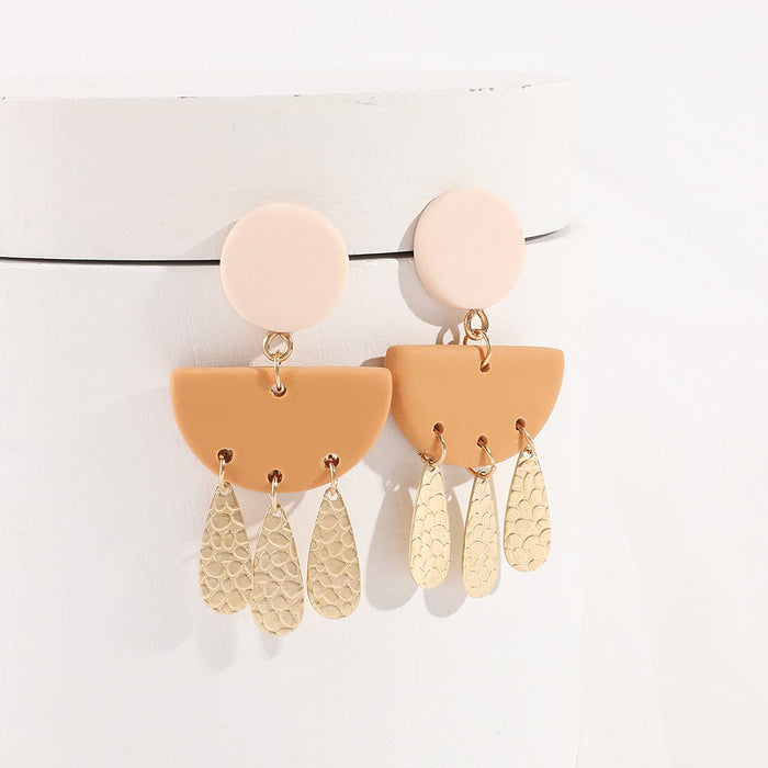 New Popular Semicircle Soft Ceramic Earrings