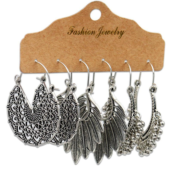 3 pairs/set Earrings Bohemian Style Jewelry X0X36196