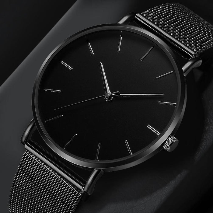 Quartz Ultra Thin Simple Stainless Steel Mesh Men's Fashion Casual Watch