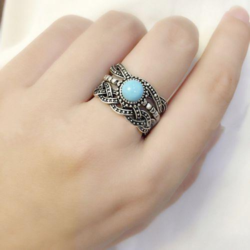 3 PCS Fashion Anqitue Silve Color Wome’s Ring Set
