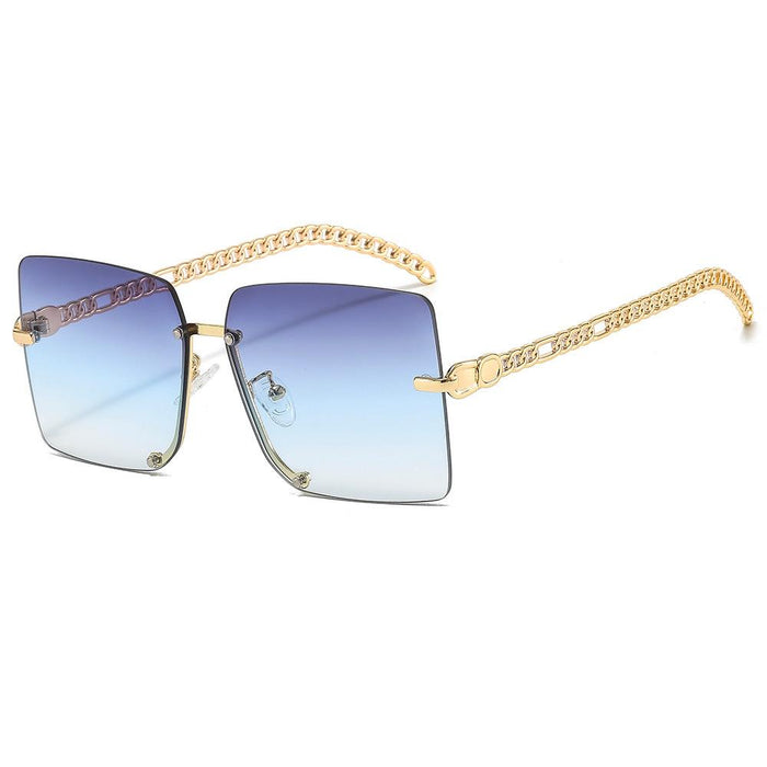 Sunglasses Women's square metal half frame sunglasses