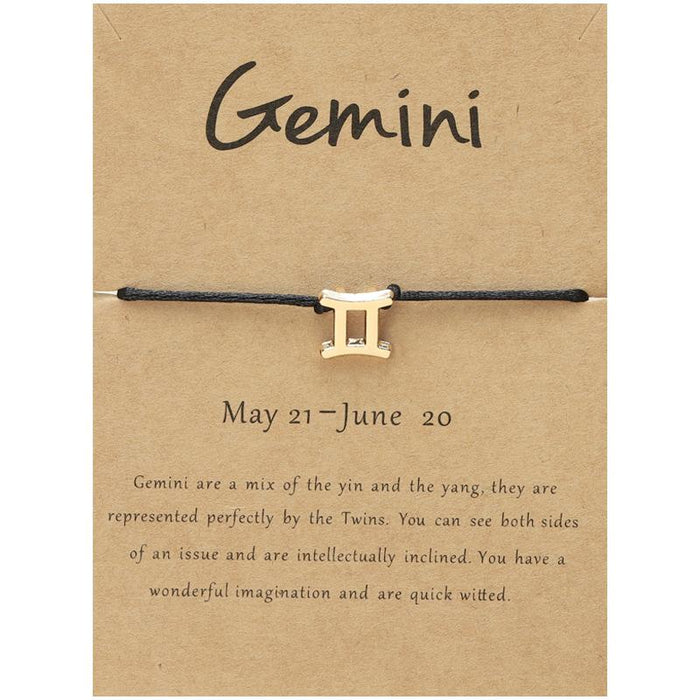 Twelve Constellations Bracelet Constellation Card Adjustable Black Rope Bracelet