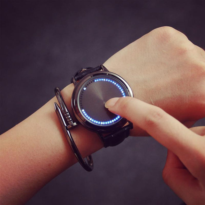 New Led Touch Watches Fashion Casual Creative Leather Watch
