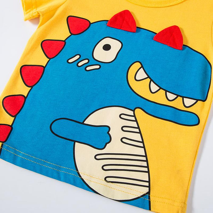 Three dimensional dinosaur cartoon children's top boy's foreign style clothes children's short sleeved T-shirt