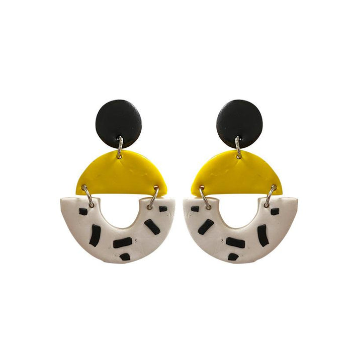 New Jewelry Art Geometry Handmade Clay Soft Pottery Earrings Female
