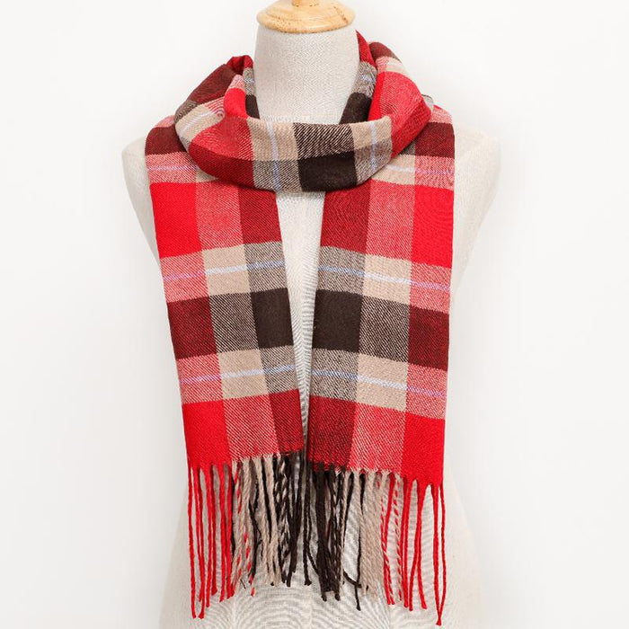 Winter Tassel Lattice Warm Scarves