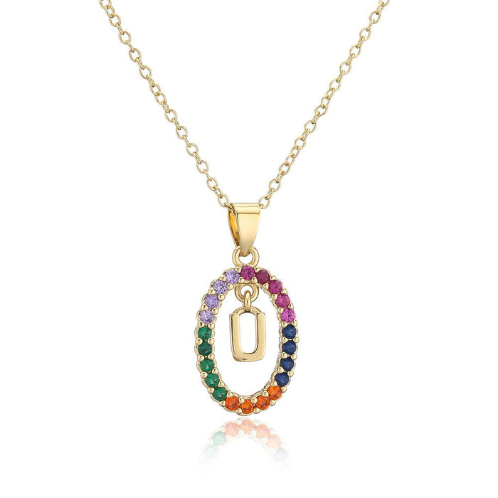 Ins Small Fresh 26 English Letter Zircon Pendant Necklace