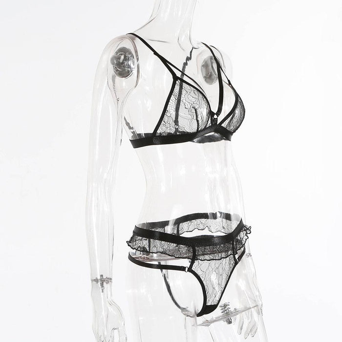 Women Tulle Lace Sexy Lingerie Fashion Underwear Set