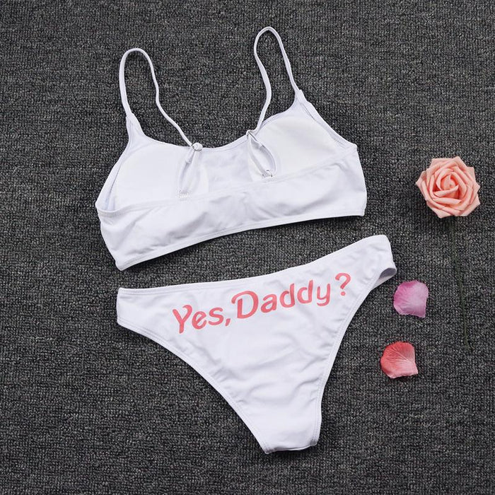 Sexy Letter Printed Split Bikini