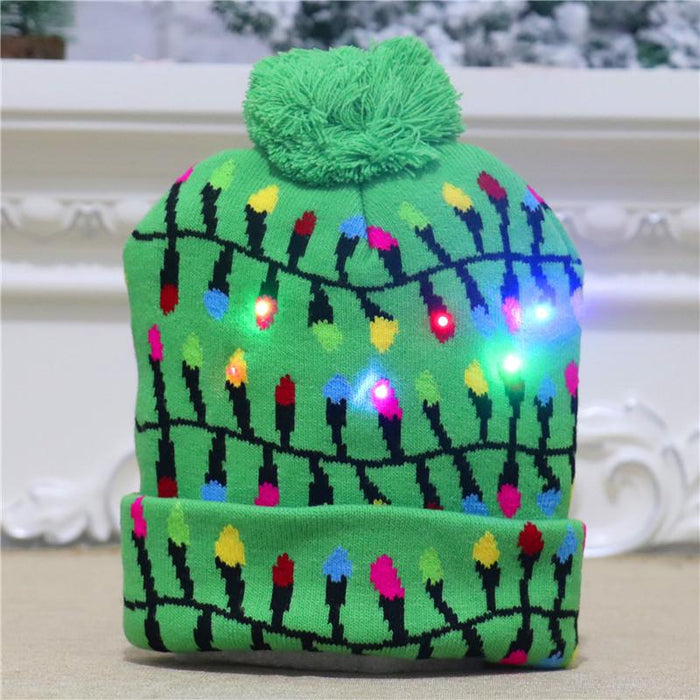 Christmas Decorations Adult Children's Luminous Knitted Hat