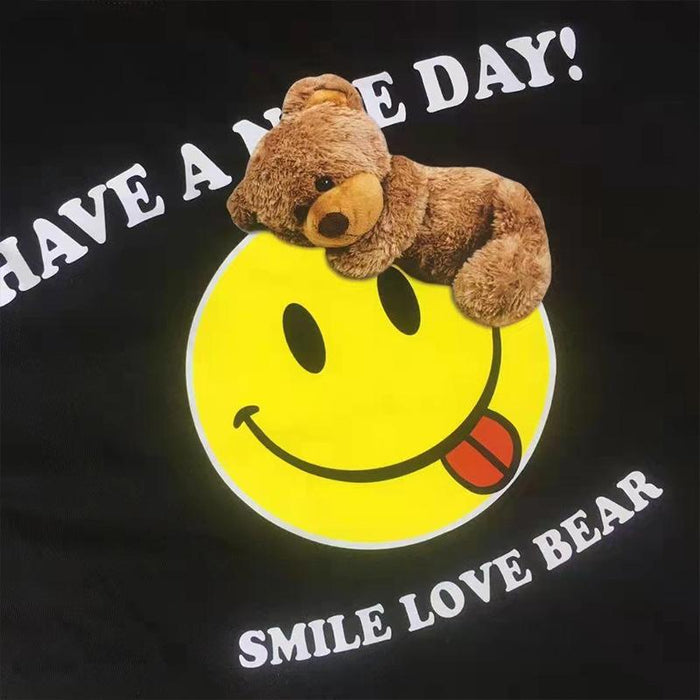 Smiling face round neck cotton T-shirt 3-8 years old children