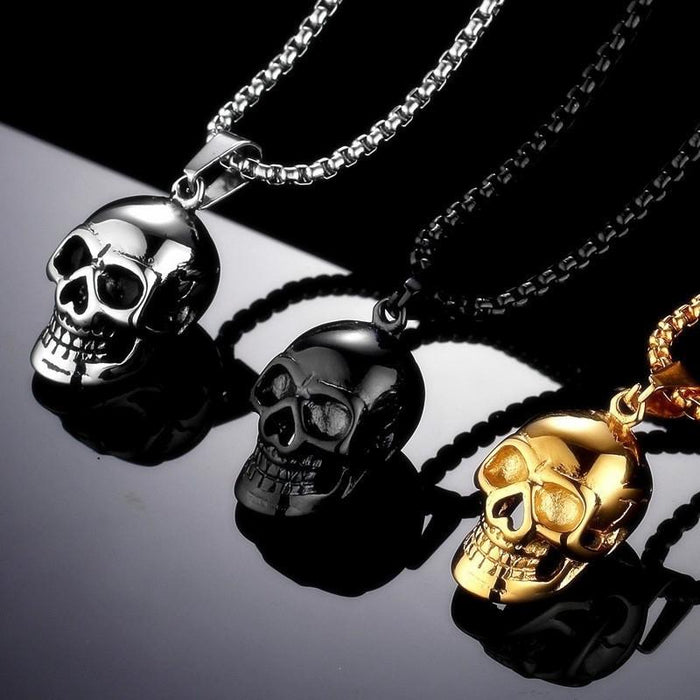 Gold-plated Skull Necklace Punk Jewelry