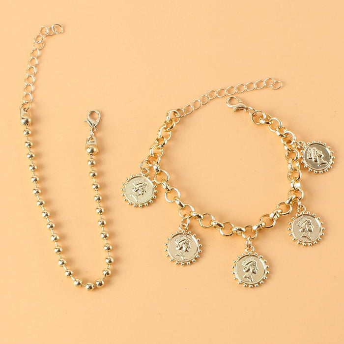 Simple Fashion Gold Bead Double Layer Women's Bracelet Accessories