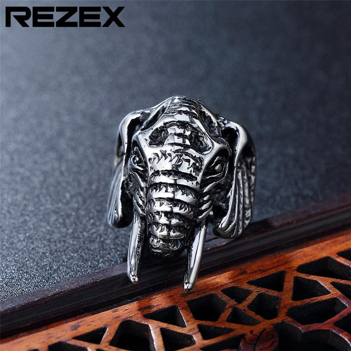 Retro Thai Elephant Men's Titanium Steel Ring