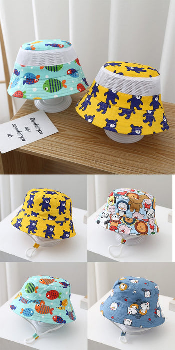 Summer Cartoon Print Children's Outdoor Mesh Hat