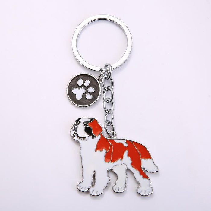 Multicolor Pet Dog Painted Zinc Alloy Keychain