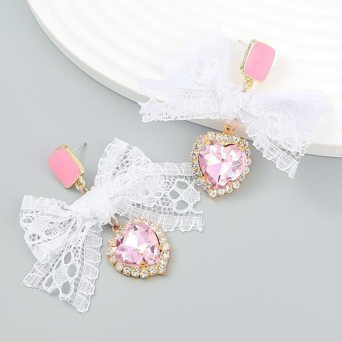 Love Bow Multi-layer Lace Hand Woven Earrings