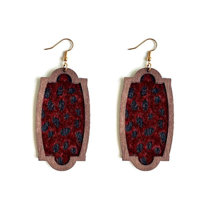 Fashion Exaggerated Leopard Print Wooden Women's Earrings