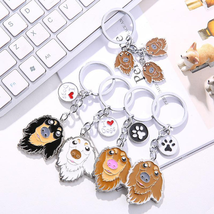 Multicolor Pet Dog Painted Zinc Alloy Keychain