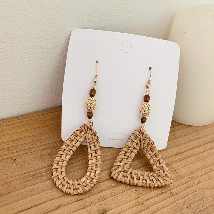 Bohemian Long Handmade Rattan Tassel Earrings