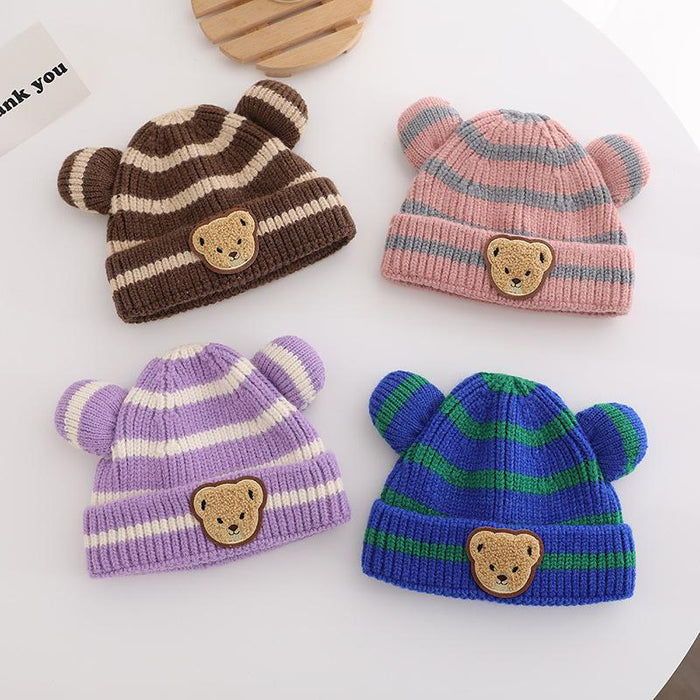Striped Bear Kids Knit Hat