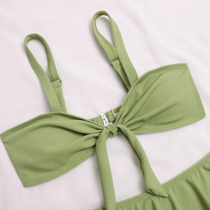Sexy Solid Bow Split Bikini