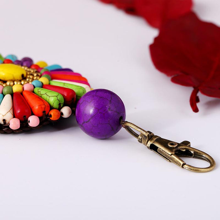 Creative New National Style Hand Woven Flower Keychains Bag Pendant