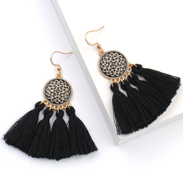 Boho Chic Brilliant Multicolored Tassel Earrings
