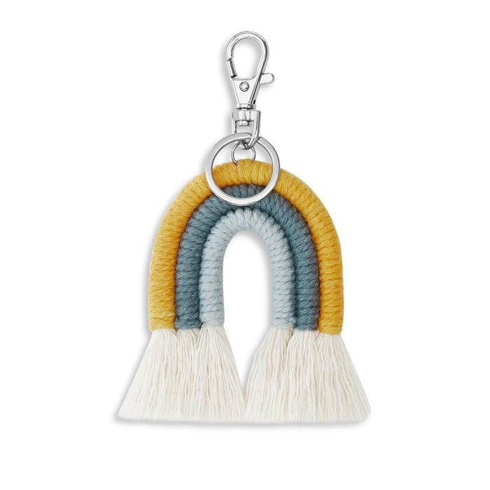 Bohemian Tassel Bag Pendant Hand Woven Rainbow Keychains
