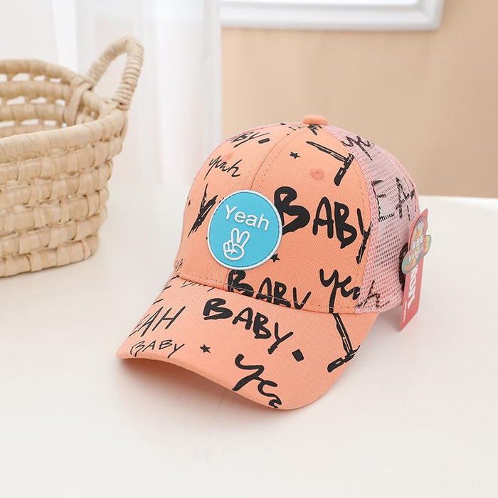 Summer BABY Graffiti Print Kids Sunshade Mesh Cap