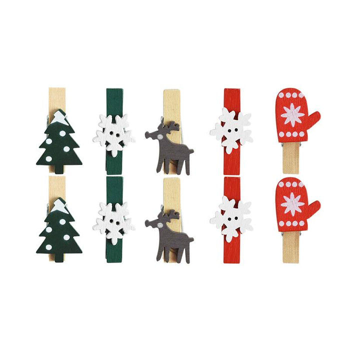 20Pcs/Lot Christmas Tree Elk Goves Wood Clips