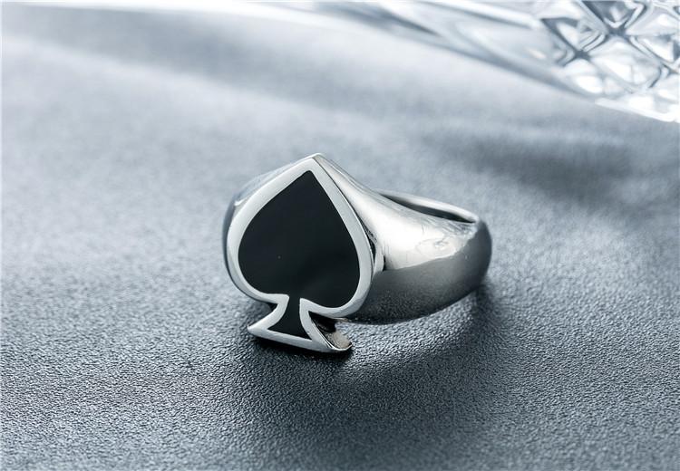 Magician Playing Card Spade Men's Titanium Steel Ring