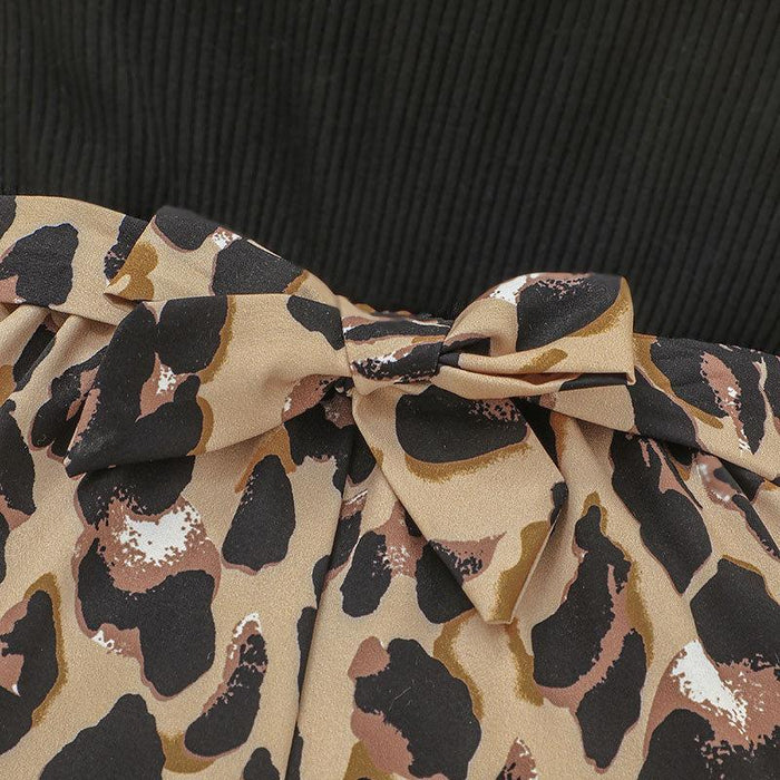 Girls' Suspender Leopard Print Jumpsuit