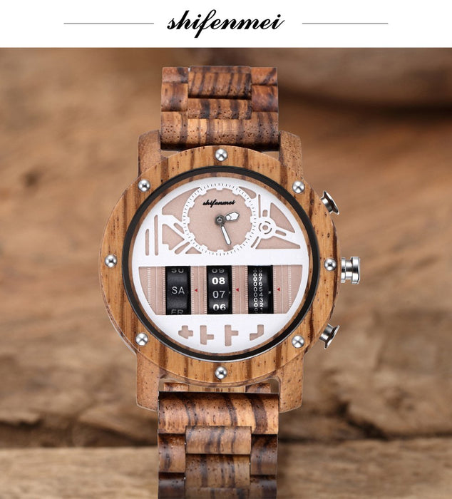 Multifunctional Men's Wooden Watch Outdoor Sports Watch