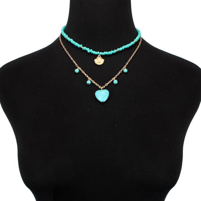 Female Jewelry Personality Love Pendant Pine Stone Necklace Accessories