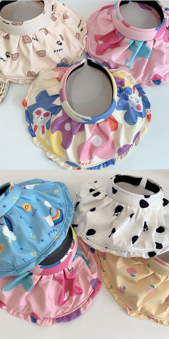 Summer Trendy Cartoon Rainbow Print Children's Big Brim Sunshade Hat