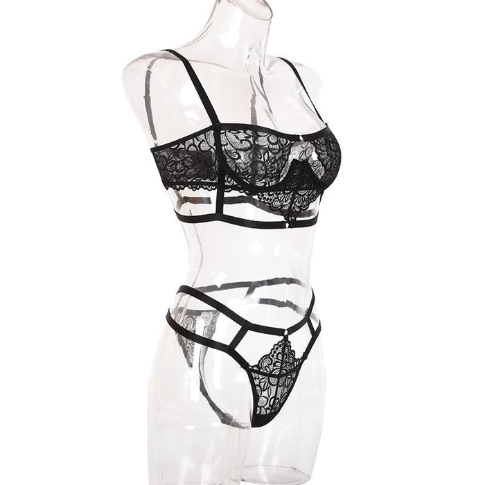 Sexy Women's Sling Lingerie Set Lace Balconette Underwear