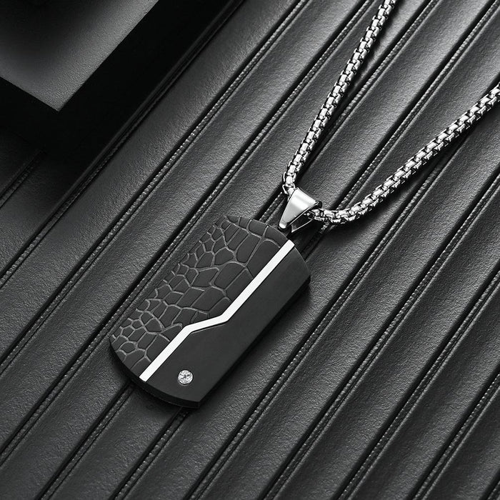 Men's Fashion Stainless Steel Titanium Steel Black Pendant