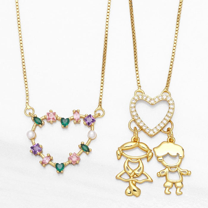 Fashion Color Zircon Love Necklace