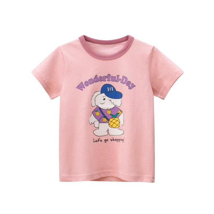 Children's half sleeve cartoon printed top