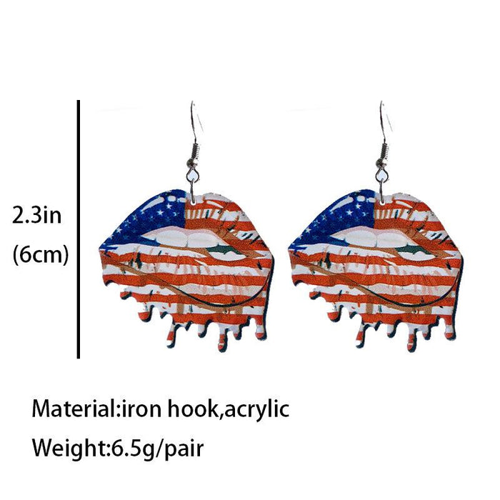 Lip Acrylic Resin Flag Earrings