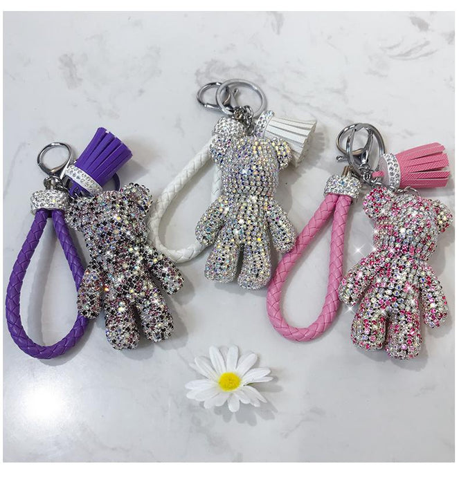 Cute Tassel Bear Keychain Car Key Pendant Bag Pendant