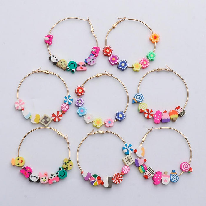 New Creative Mixed Color Cartoon Animal Funny Flower Earrings