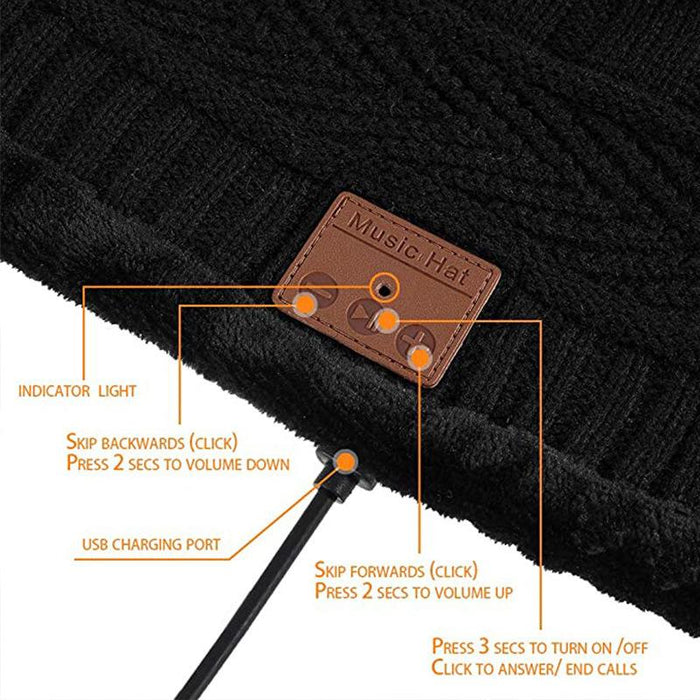 2in1 Winter Bluetooth 5.0 Headset Headband Warm Music Hat